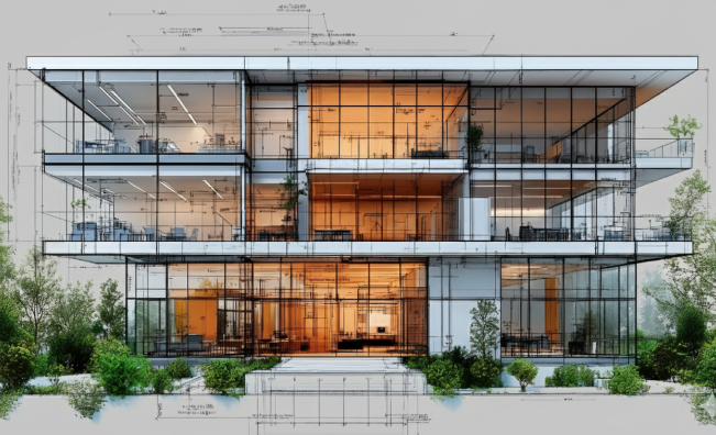 Architectural exterior 3D rendering