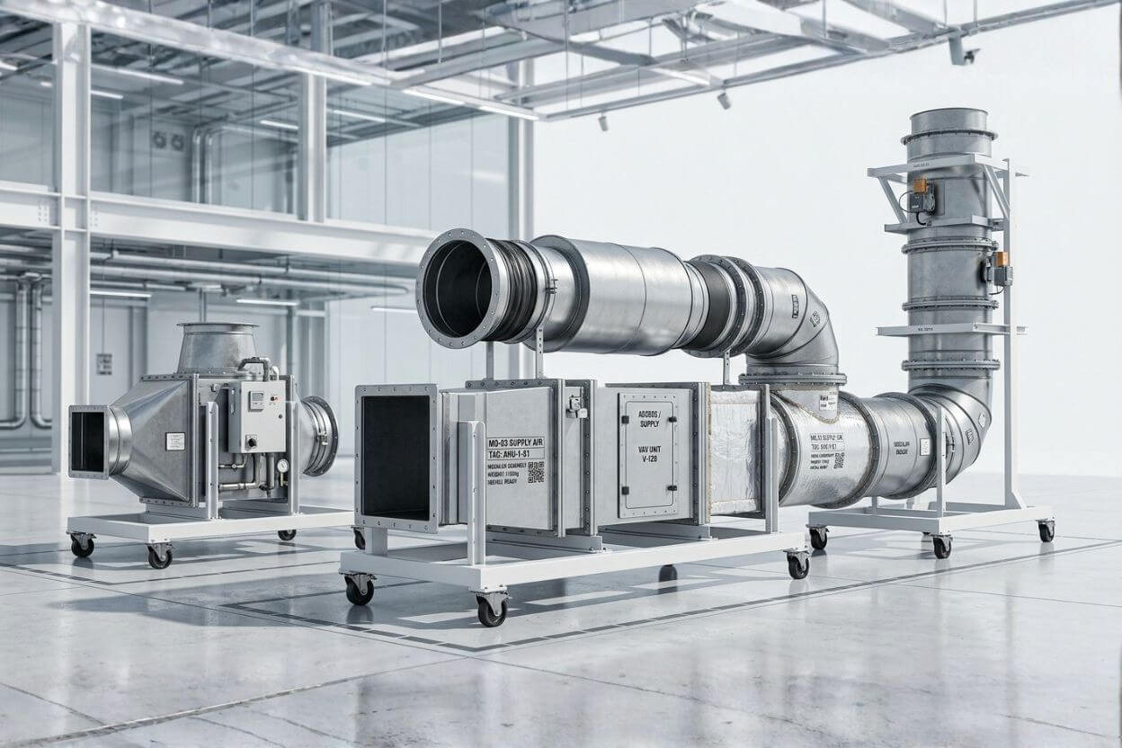 HVAC fabrication and spool drawings created from LOD 400 BIM model for prefabrication and mechanical system assembly